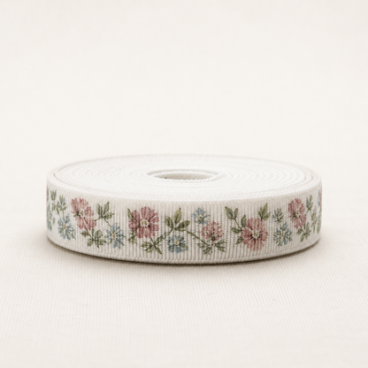 13mm floral printed elastic, side view