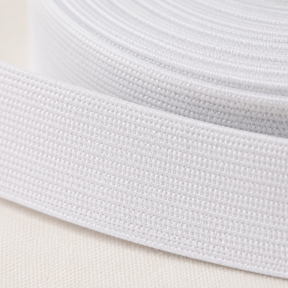 18mm white elastic ie237, macro view