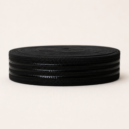 25mm black silicone elastic, side view