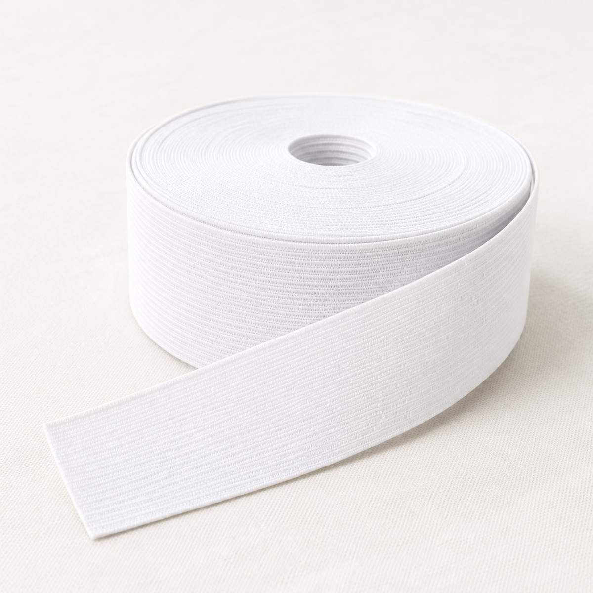 25mm bleached white elastic, hero view