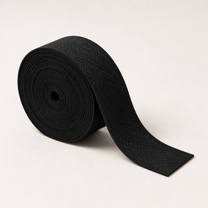 35mm woven jacquard elastic black, hero view