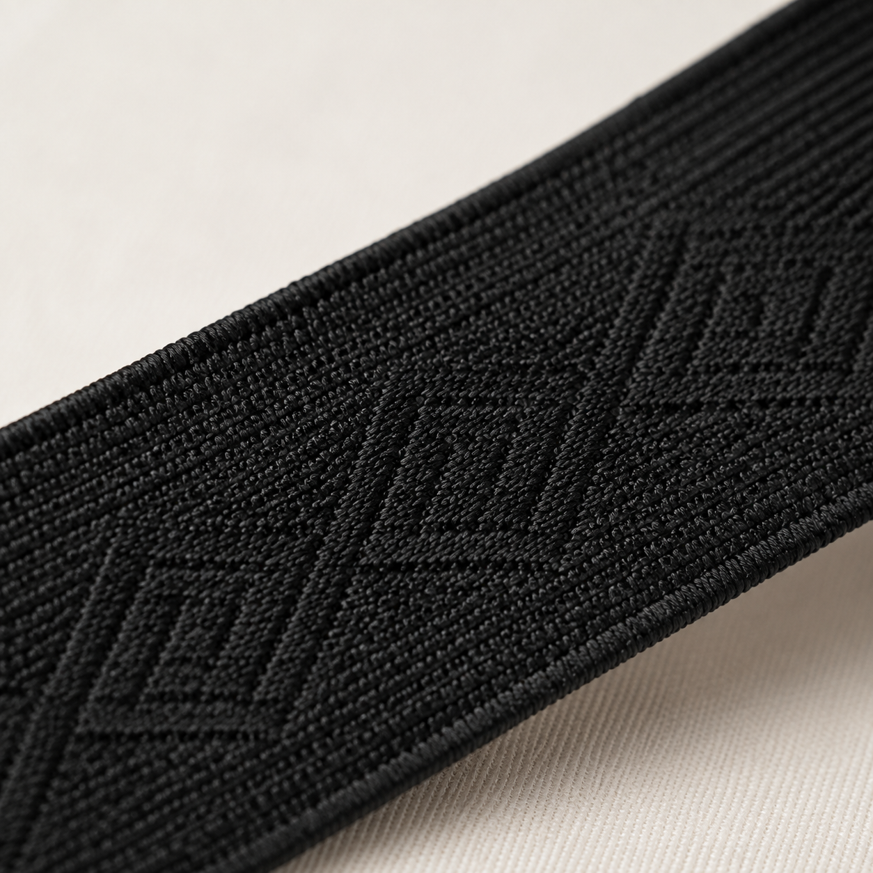 35mm woven jacquard elastic black, macro view
