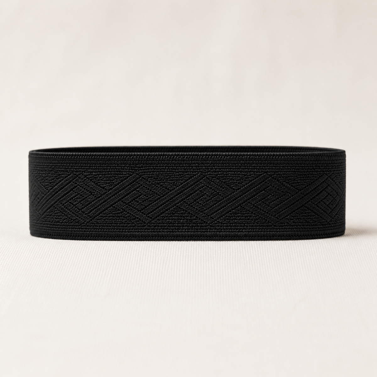 35mm woven jacquard elastic black, side view