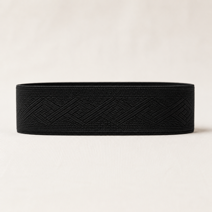 35mm woven jacquard elastic black, side view