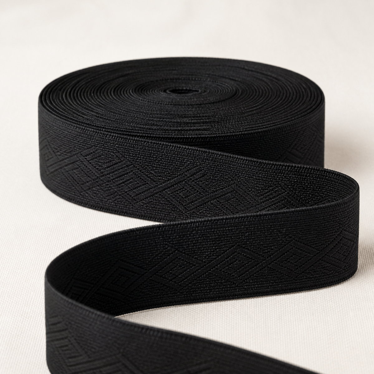35mm black woven jacquard elastic