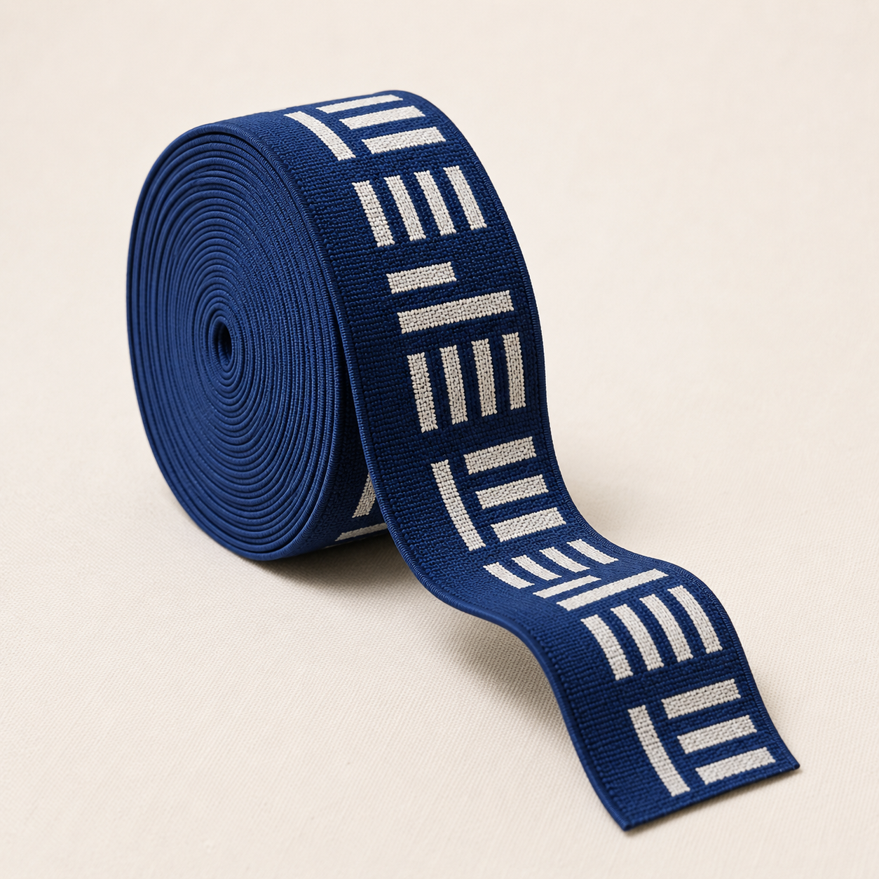 35mm woven jacquard elastic blue, hero view