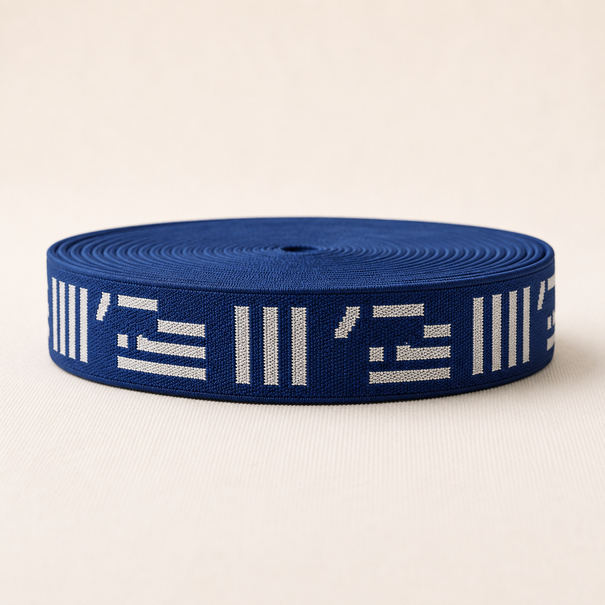 35mm woven jacquard elastic blue, side view