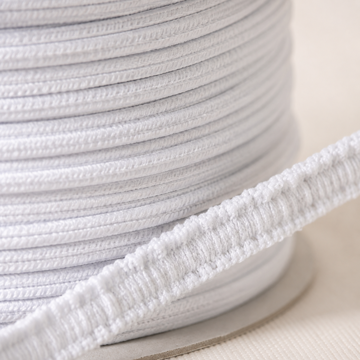 cotton shirring elastic, macro view